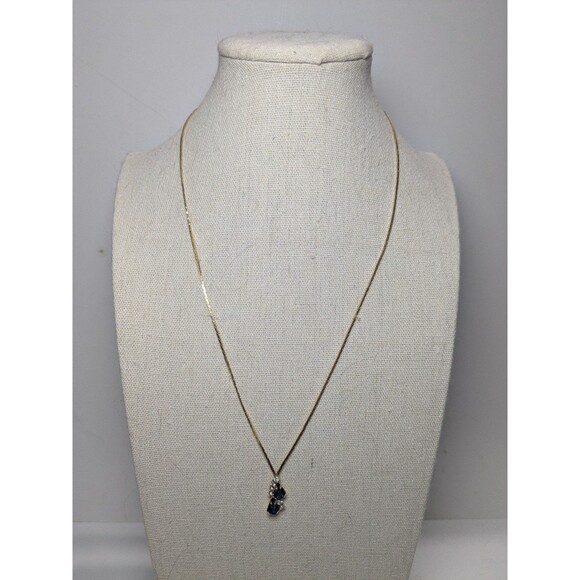 Park Lane Gold Tone Blue & White Rhinestone Necklace - Picture 2 of 3